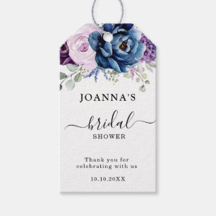 Dusty Blue Purple Navy Lilac Blooms Bridal Shower Gift Tags
