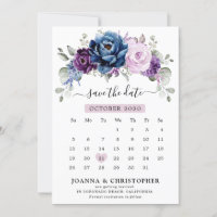 Dusty Blue Purple Navy Lilac Blooms Calendar