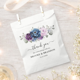 Dusty Blue Purple Navy Lilac Blooms Wedding Favour Bags