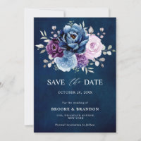 Dusty Blue Purple Navy Lilac Blooms Wedding Save T