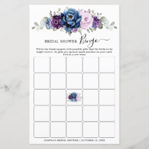 Dusty Blue Purple Navy Lilac Bridal Shower Bingo