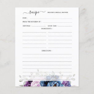 Dusty Blue Purple Navy Lilac  Bridal Shower Recipe