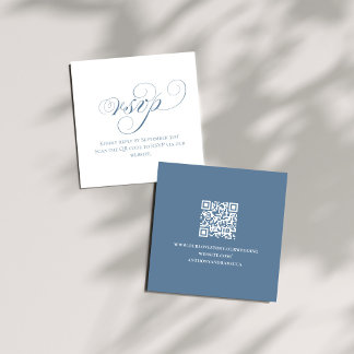 Dusty Blue QR Wedding RSVP Enclosure Card