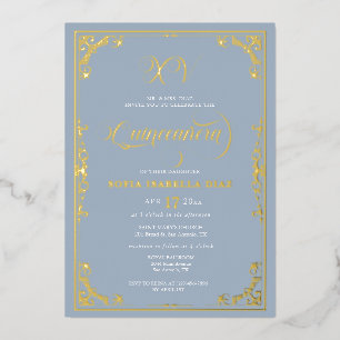 Dusty Blue Quinceañera Gold Foil