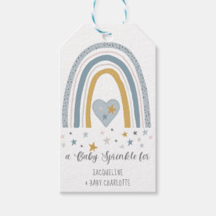 Dusty Blue Rainbow Modern Baby Boy Sprinkle Shower Gift Tags