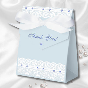 Dusty Blue Regency Vintage Lace Bridal Shower Favour Box