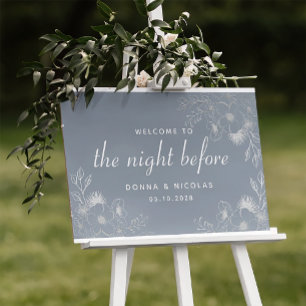 Dusty Blue Rehearsal Dinner Welcome Sign