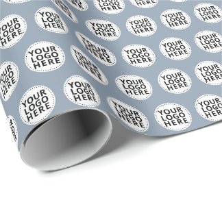 Dusty Blue Repeating Business Logo Wrapping Paper
