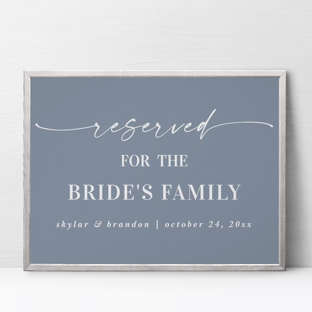 Dusty Blue Reserved Bride's Family Wedding Sign (Creator Uploaded)