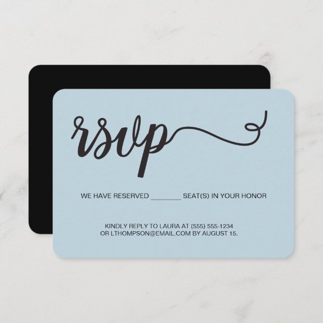 Dusty Blue Reserved Seat RSVP without mailing  Enclosure Card (Front/Back)