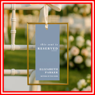 Dusty Blue Reserved Seating Wedding Tag Invitation