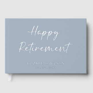 Dusty Blue Retirement Leaving Party Guest Book