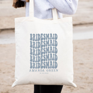 Dusty Blue Retro Boho Personalised Bachelorette Tote Bag