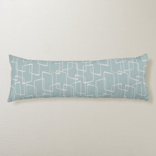 Dusty Blue Retro Lino Print Geometric Pattern Body Cushion