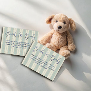 Dusty blue retro stripes vintage book request enclosure card