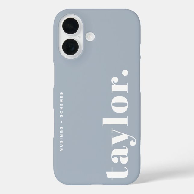 Dusty Blue Retro Typography Personalised Case-Mate iPhone Case (Back)