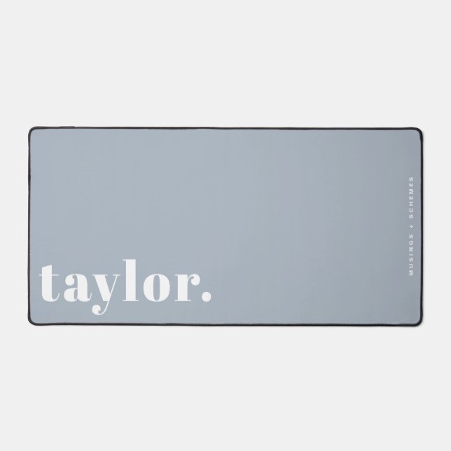 Dusty Blue Retro Typography Personalised Desk Mat (Front)