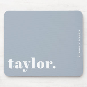 Dusty Blue Retro Typography Personalised Mouse Mat