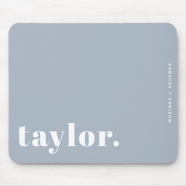 Dusty Blue Retro Typography Personalised Mouse Mat (Front)