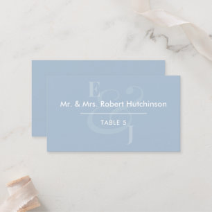 Dusty Blue Reverse Ampersand Wedding   Table Seat Place Card