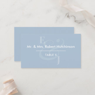 Dusty Blue Reverse Ampersand Wedding | Table Seat Place Card