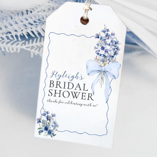 Dusty Blue Ribbon Bow Calla Lily Thank You Favour Gift Tags