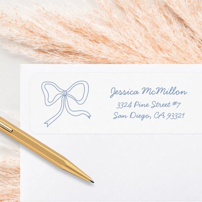 Dusty Blue Ribbon Coquette Bow Address Label (Dusty Blue Ribbon Coquette Bow Address Label
)