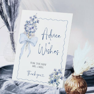 Dusty Blue Ribbon Lily Floral Advice and Wishes Pedestal Sign