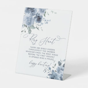 Dusty Blue Ring Hunt Bridal Shower Game Pedestal Sign