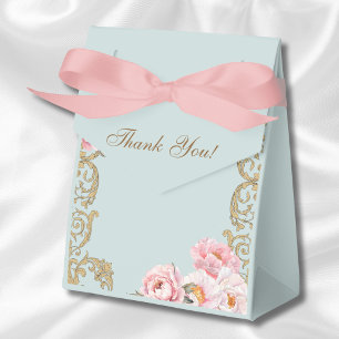 Dusty Blue Rococo Vintage Floral Baby Shower Favour Box