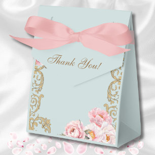 Dusty Blue Rococo Vintage Peony Bridal Shower Favour Box