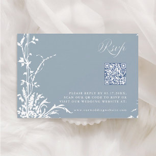 Dusty Blue Romantic Botanical Arch Garden Wedding RSVP Card