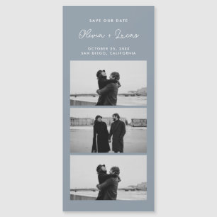Dusty Blue Romantic Photo Strip Magnetic Wedding