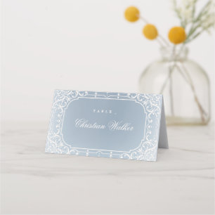 Dusty blue romantic vintage wedding place cards