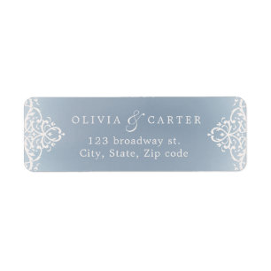 Dusty blue romantic vintage wedding return address