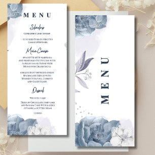 Dusty Blue Romantic Wedding Reception Dinner Menu