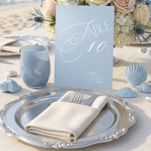 Dusty Blue Romantic Wedding Table Number