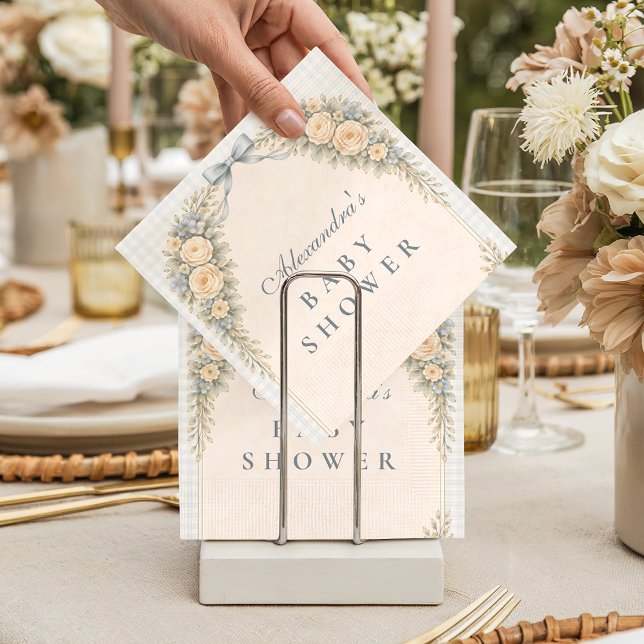 Dusty Blue Rose Arch Baby Shower Napkin (Creator Uploaded)