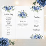 Dusty Blue Rose Eucalyptus Order of Service<br><div class="desc">These wedding programs feature a modern watercolor botanical design with dusty blue roses,  flowers and eucalyptus foliage. You will need to fold them along the lines. Personalise with your text. Matching products available.</div>
