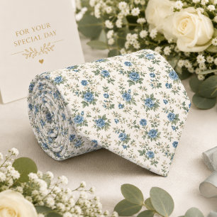 Dusty Blue Rose Floral Tie