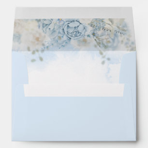 Dusty Blue Rose Flowers Quinceanera Envelope