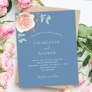 Dusty blue rose gold budget QR RSVP wedding