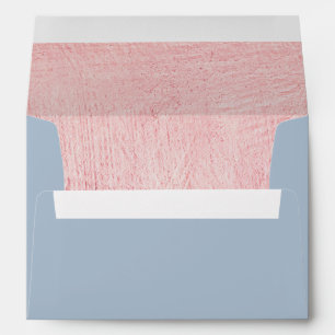 Dusty Blue   Rose Gold Lined 5x7 Wedding Envelope