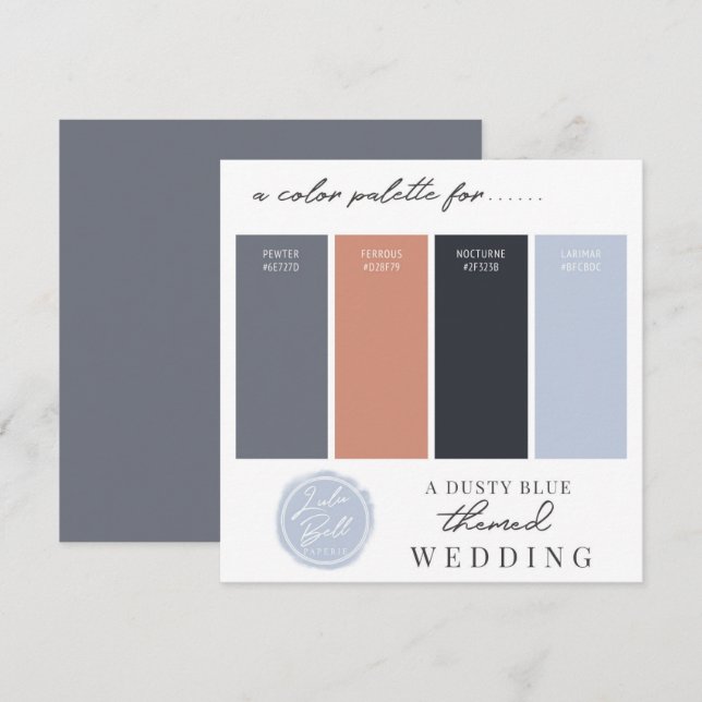 Dusty Blue Rose Gold & Navy Colour Palette Card (Front/Back)