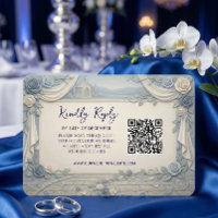 Dusty Blue Rose QR Code Wedding