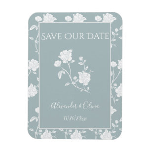 Dusty Blue Rose Save The Date Magnet