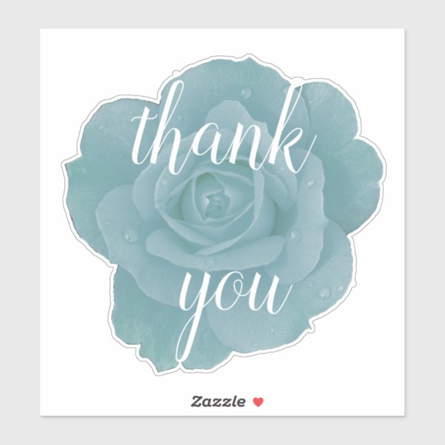 Dusty Blue Rose Thank You Message Floral Wedding (Sheet)