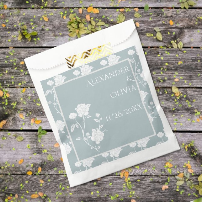 Dusty Blue Rose Wedding Favour Bag (Dusty Blue Rose Wedding Favor Bags)