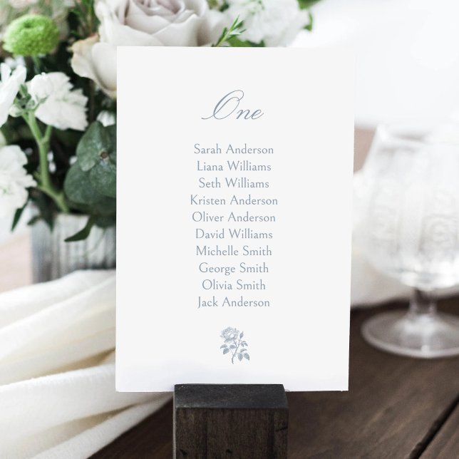 Dusty Blue Rose Wedding Seating Chart Card (Creator Uploaded)
