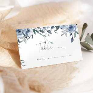 Dusty Blue Roses Flower Wedding Escort Card